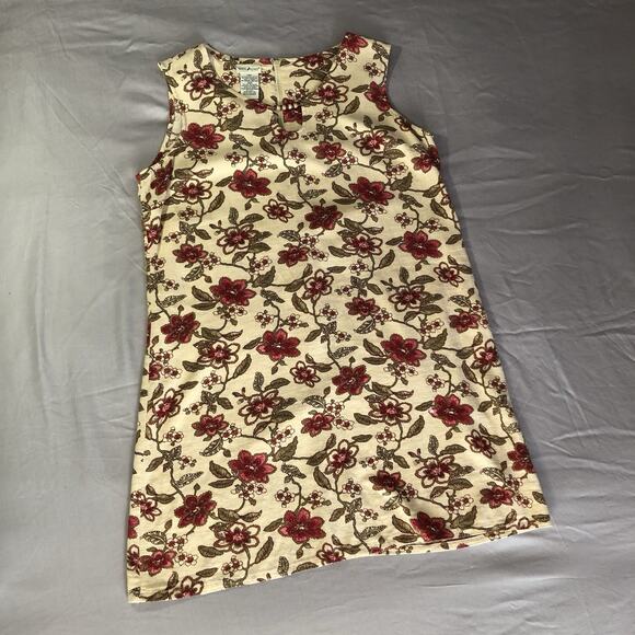 VTG White Stag Dress Womens Large Red Pink Floral Linen Rayon Sleeveless Boho - Picture 10 of 10